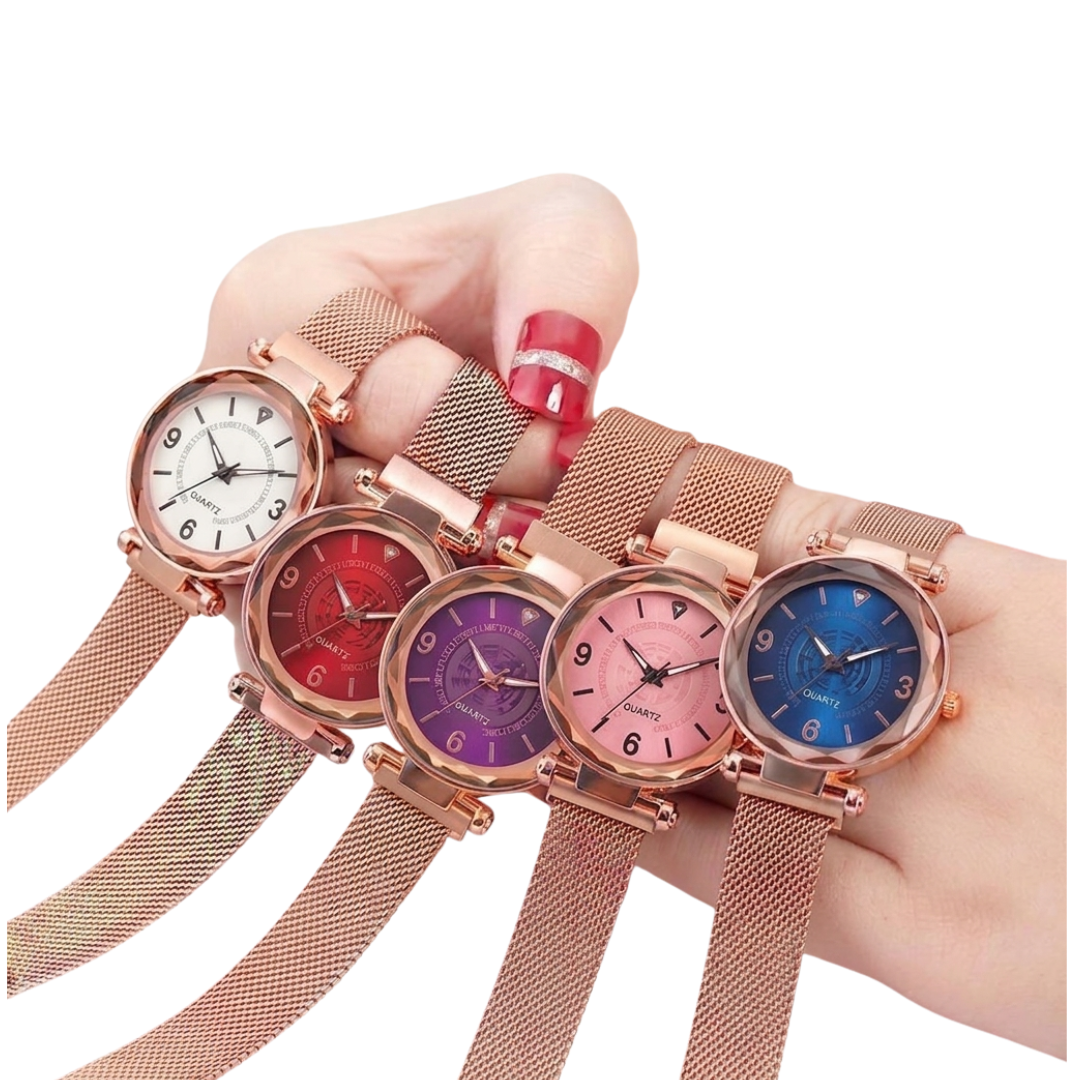 women's magnetic mesh strap quartz watches