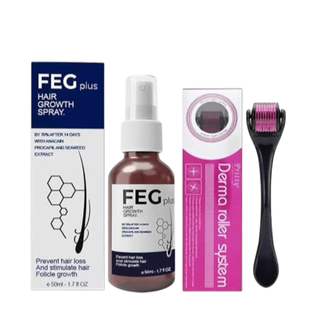 FEG PLUS HAIR GROWTH SPRAY AND DERMA ROLLER KIT